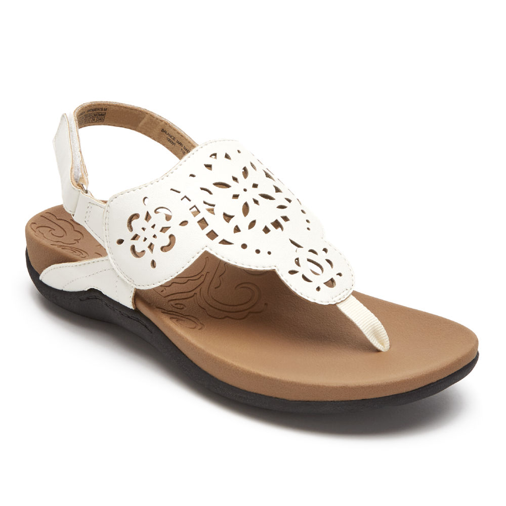 Rockport Womens Ridge Circle Cutout Thong - Sandals White - IVC932851